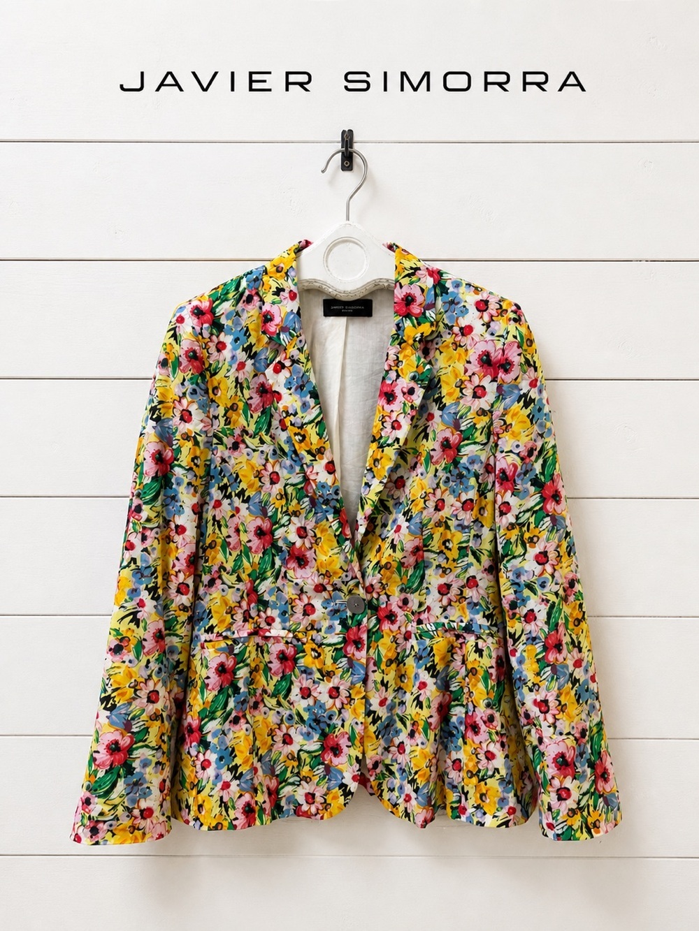 JAVIER SIMORRA Floral Cotton Blazer Size 12
